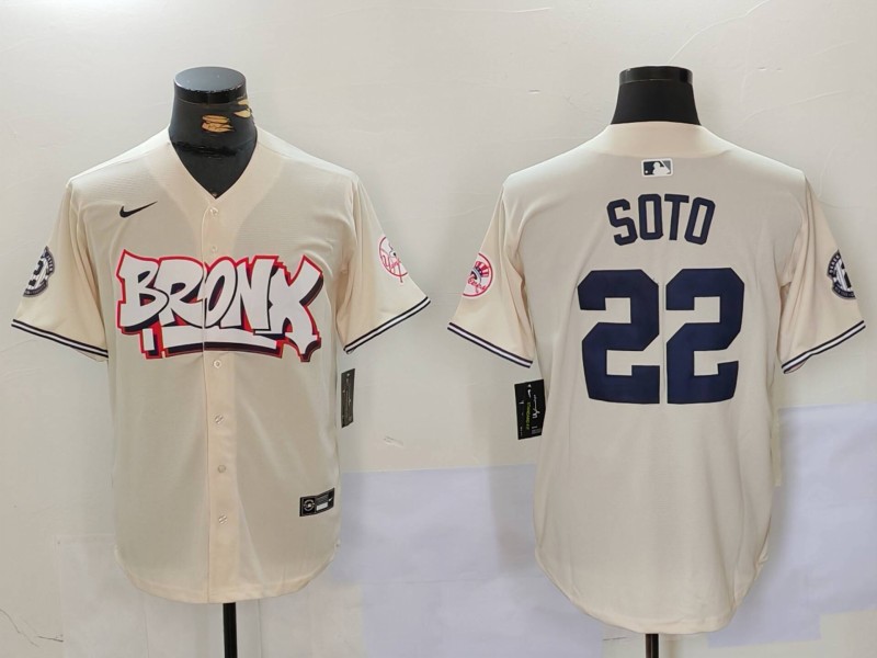 Men New York Yankees 22 Soto Cream joint name 2024 Nike MLB Jersey style 1